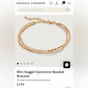 Monica Vinader Gold and Pink Gemstone Bracelet